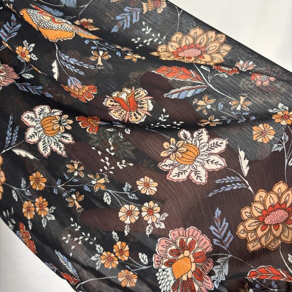 Forever 21 Black Floral Boho Babydoll Mini Dress Women’s‎ Large Tiered Skirt - Picture 7 of 16